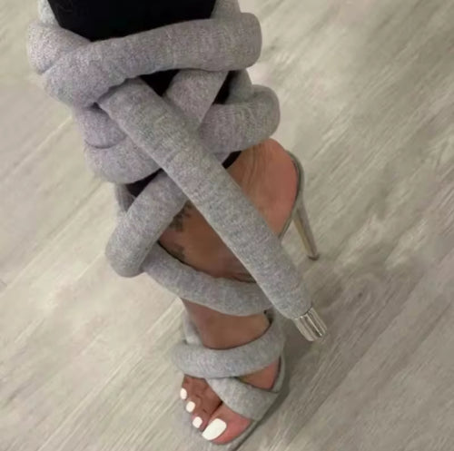 Strap up high heels