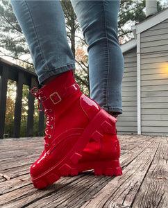 Fire red short boots