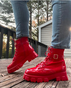 Fire red short boots