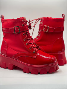 Fire red short boots